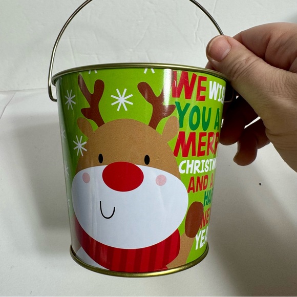 Set of 3 holiday pails. These small Christmas decorated holiday buckets pails - Picture 6 of 11